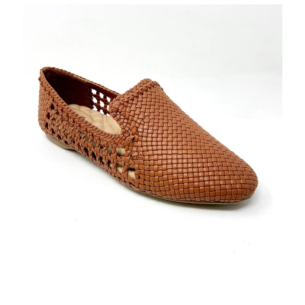 Birdies Cognac Woven Vegan Leather Slip On Loafers, Women’s Size 6